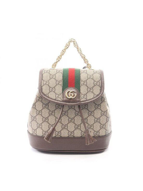 Gucci Backpack Ophidia Mini GG Supreme Beige Brown Green Canvas Leather main image 7